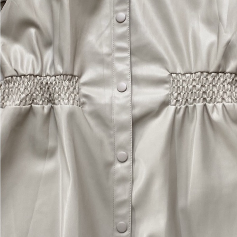 H&M Shirt Dress Faux Leather Cream Size S